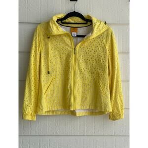 Ruby Rd Yellow Eyelet cropped lightweight jacket shirt 100% Cotton 14